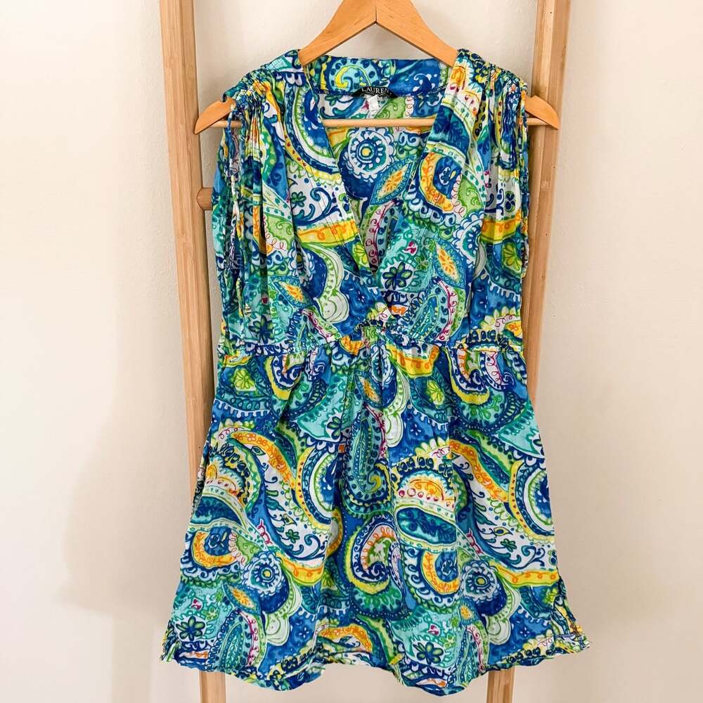 Lauren Ralph Lauren Cover Up Dress XL 14 Paisley Cotton Swim Beach Resort